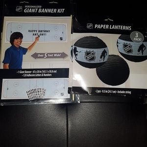 NHL Ice Hockey banner lantern birthday  Stanley Cup party decorations